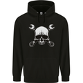 Spanner Skull Mechanic Car Biker Motorbike Childrens Kids Hoodie Black