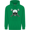 Spanner Skull Mechanic Car Biker Motorbike Childrens Kids Hoodie Irish Green