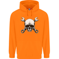 Spanner Skull Mechanic Car Biker Motorbike Childrens Kids Hoodie Orange
