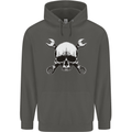 Spanner Skull Mechanic Car Biker Motorbike Childrens Kids Hoodie Storm Grey