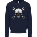 Spanner Skull Mechanic Car Biker Motorbike Kids Sweatshirt Jumper Navy Blue