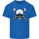 Spanner Skull Mechanic Car Biker Motorbike Kids T-Shirt Childrens Royal Blue