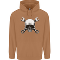 Spanner Skull Mechanic Car Biker Motorbike Mens 80% Cotton Hoodie Caramel Latte