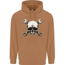 Spanner Skull Mechanic Car Biker Motorbike Mens 80% Cotton Hoodie Caramel Latte