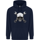Spanner Skull Mechanic Car Biker Motorbike Mens 80% Cotton Hoodie Navy Blue
