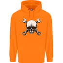 Spanner Skull Mechanic Car Biker Motorbike Mens 80% Cotton Hoodie Orange
