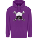 Spanner Skull Mechanic Car Biker Motorbike Mens 80% Cotton Hoodie Purple