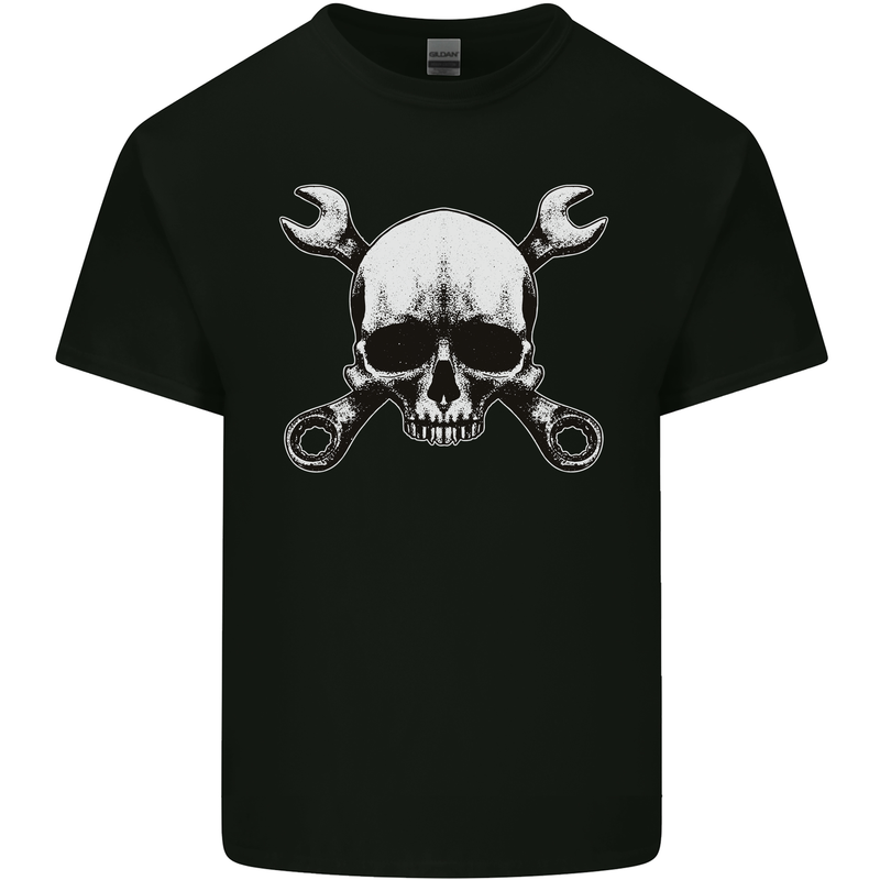 Spanner Skull Mechanic Car Biker Motorbike Mens Cotton T-Shirt Tee Top Black