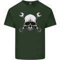 Spanner Skull Mechanic Car Biker Motorbike Mens Cotton T-Shirt Tee Top Forest Green