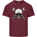 Spanner Skull Mechanic Car Biker Motorbike Mens Cotton T-Shirt Tee Top Maroon