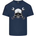Spanner Skull Mechanic Car Biker Motorbike Mens Cotton T-Shirt Tee Top Navy Blue