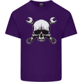 Spanner Skull Mechanic Car Biker Motorbike Mens Cotton T-Shirt Tee Top Purple