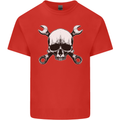 Spanner Skull Mechanic Car Biker Motorbike Mens Cotton T-Shirt Tee Top Red