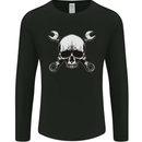 Spanner Skull Mechanic Car Biker Motorbike Mens Long Sleeve T-Shirt Black