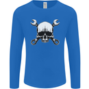 Spanner Skull Mechanic Car Biker Motorbike Mens Long Sleeve T-Shirt Royal Blue