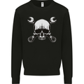 Spanner Skull Mechanic Car Biker Motorbike Mens Sweatshirt Jumper Black