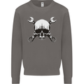 Spanner Skull Mechanic Car Biker Motorbike Mens Sweatshirt Jumper Charcoal