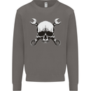 Spanner Skull Mechanic Car Biker Motorbike Mens Sweatshirt Jumper Charcoal