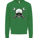Spanner Skull Mechanic Car Biker Motorbike Mens Sweatshirt Jumper Irish Green