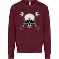 Spanner Skull Mechanic Car Biker Motorbike Mens Sweatshirt Jumper Maroon