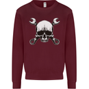 Spanner Skull Mechanic Car Biker Motorbike Mens Sweatshirt Jumper Maroon