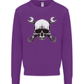 Spanner Skull Mechanic Car Biker Motorbike Mens Sweatshirt Jumper Purple