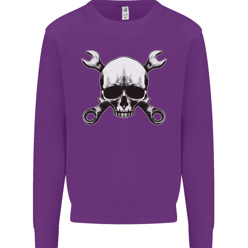 Spanner Skull Mechanic Car Biker Motorbike Mens Sweatshirt Jumper Purple