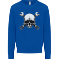 Spanner Skull Mechanic Car Biker Motorbike Mens Sweatshirt Jumper Royal Blue