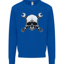 Spanner Skull Mechanic Car Biker Motorbike Mens Sweatshirt Jumper Royal Blue