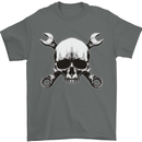 Spanner Skull Mechanic Car Biker Motorbike Mens T-Shirt 100% Cotton Charcoal