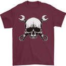 Spanner Skull Mechanic Car Biker Motorbike Mens T-Shirt 100% Cotton Maroon