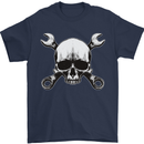Spanner Skull Mechanic Car Biker Motorbike Mens T-Shirt 100% Cotton Navy Blue