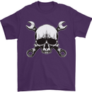 Spanner Skull Mechanic Car Biker Motorbike Mens T-Shirt 100% Cotton Purple