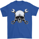 Spanner Skull Mechanic Car Biker Motorbike Mens T-Shirt 100% Cotton Royal Blue