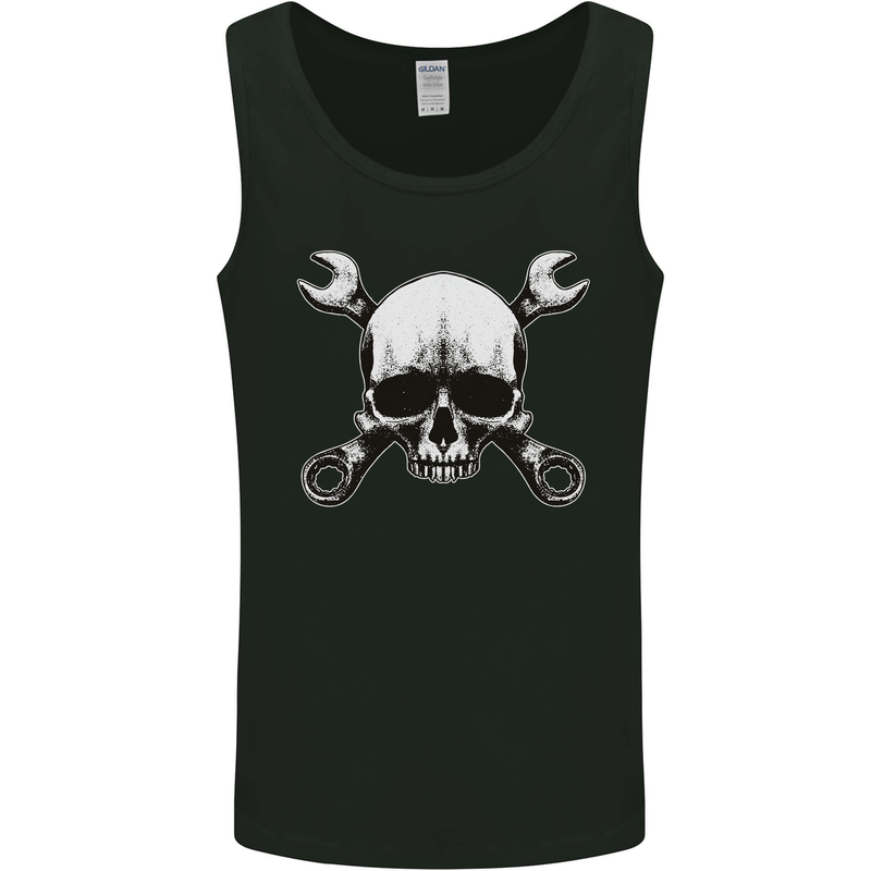 Spanner Skull Mechanic Car Biker Motorbike Mens Vest Tank Top Black