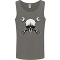 Spanner Skull Mechanic Car Biker Motorbike Mens Vest Tank Top Charcoal
