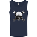 Spanner Skull Mechanic Car Biker Motorbike Mens Vest Tank Top Navy Blue