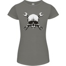 Spanner Skull Mechanic Car Biker Motorbike Womens Petite Cut T-Shirt Charcoal