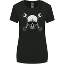 Spanner Skull Mechanic Car Biker Motorbike Womens Wider Cut T-Shirt Black