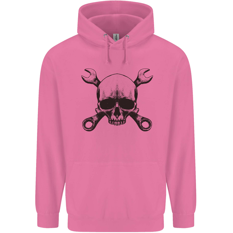 Spanner Skull Mechanic Car Biker Motorcycle Childrens Kids Hoodie Azalea