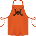 Spanner Skull Mechanic Car Biker Motorcycle Cotton Apron 100% Organic Orange