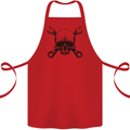 Spanner Skull Mechanic Car Biker Motorcycle Cotton Apron 100% Organic Red
