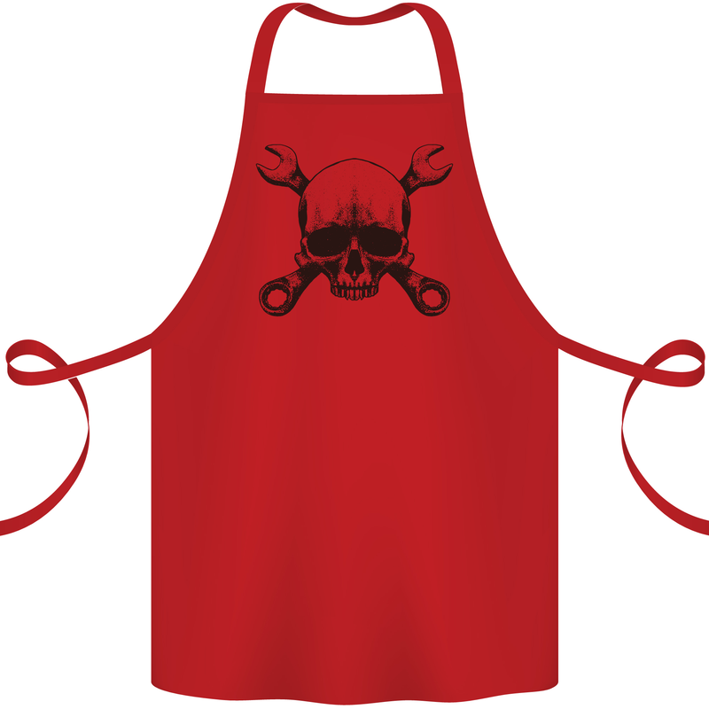 Spanner Skull Mechanic Car Biker Motorcycle Cotton Apron 100% Organic Red