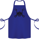 Spanner Skull Mechanic Car Biker Motorcycle Cotton Apron 100% Organic Royal Blue