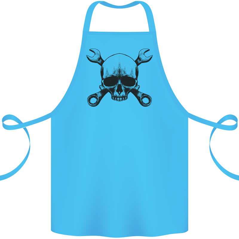 Spanner Skull Mechanic Car Biker Motorcycle Cotton Apron 100% Organic Turquoise
