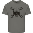 Spanner Skull Mechanic Car Biker Motorcycle Kids T-Shirt Childrens Charcoal