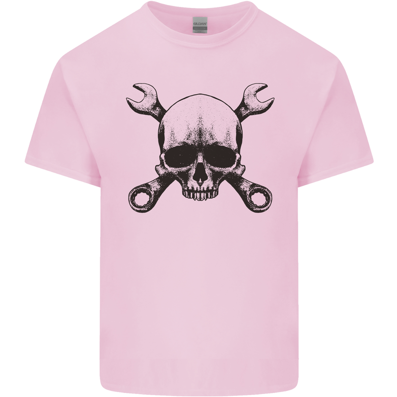 Spanner Skull Mechanic Car Biker Motorcycle Kids T-Shirt Childrens Light Pink