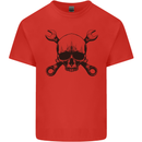 Spanner Skull Mechanic Car Biker Motorcycle Kids T-Shirt Childrens Red