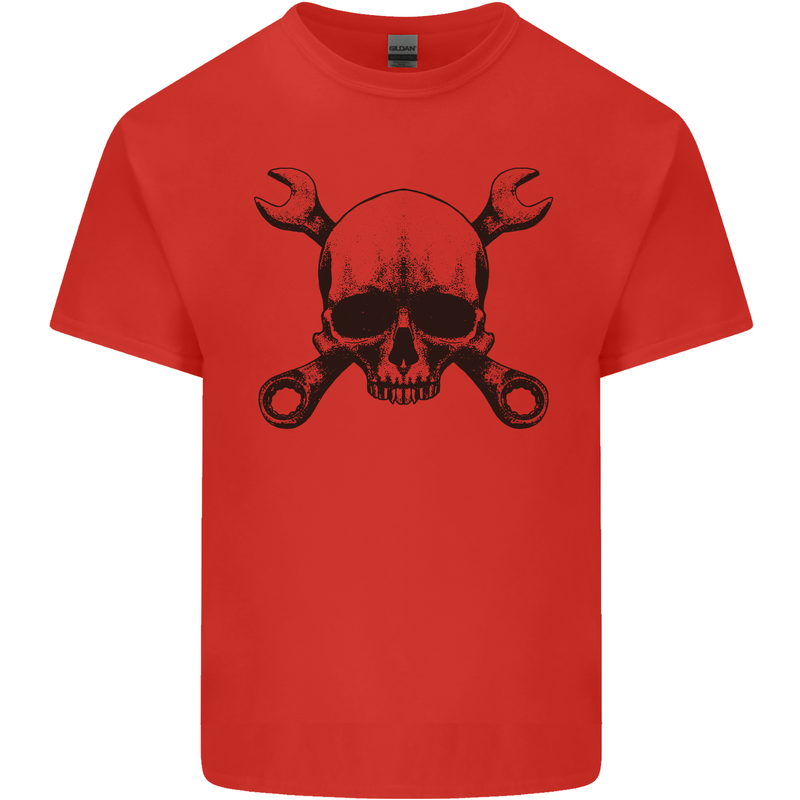 Spanner Skull Mechanic Car Biker Motorcycle Kids T-Shirt Childrens Red
