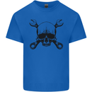 Spanner Skull Mechanic Car Biker Motorcycle Kids T-Shirt Childrens Royal Blue